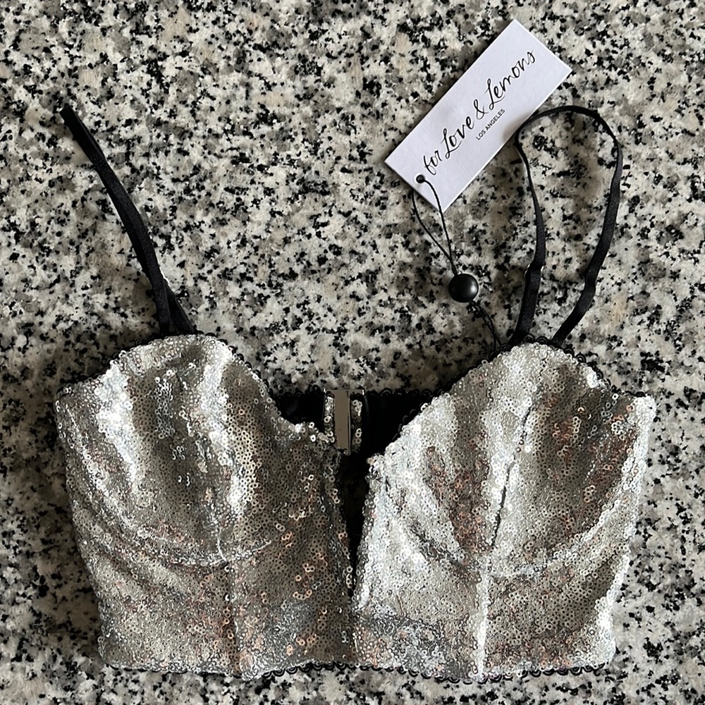 For Love & Lemons Glitter Sequin Bustier